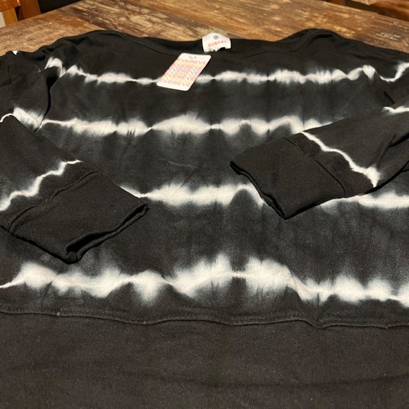 NWT Sundry For EVEREVE BLK Tie Dye Off the Shoulder Sweatshirt Wm 0(SM) LS Soft - Picture 2 of 15